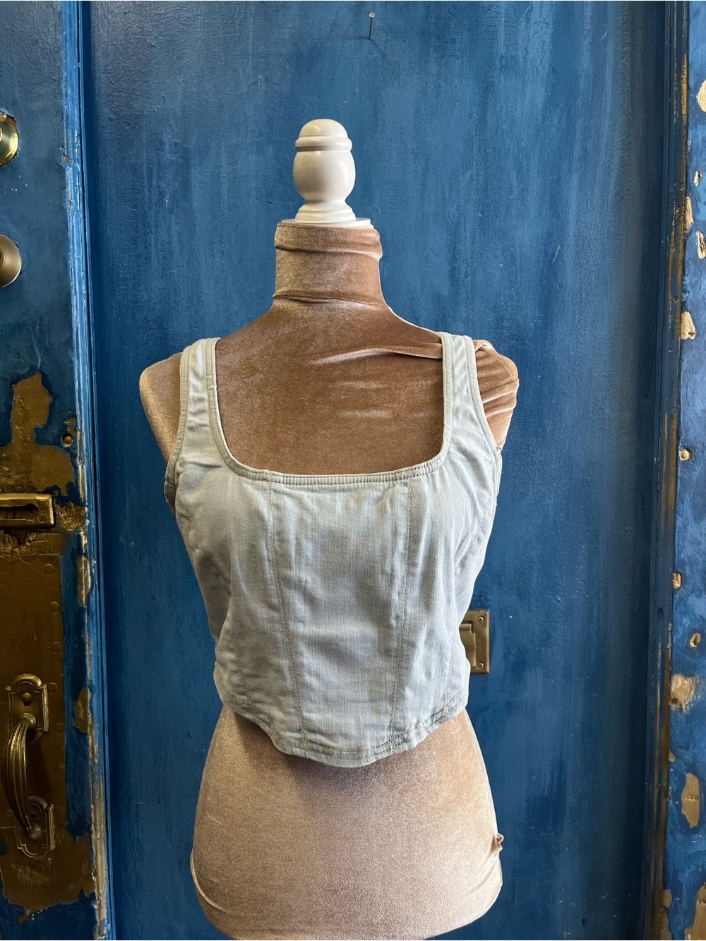We The Free Light Blue Square Neck Crop Tank